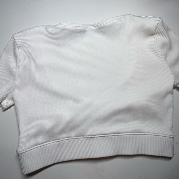 Zara White Rutched Crop Top - Picture 2 of 4